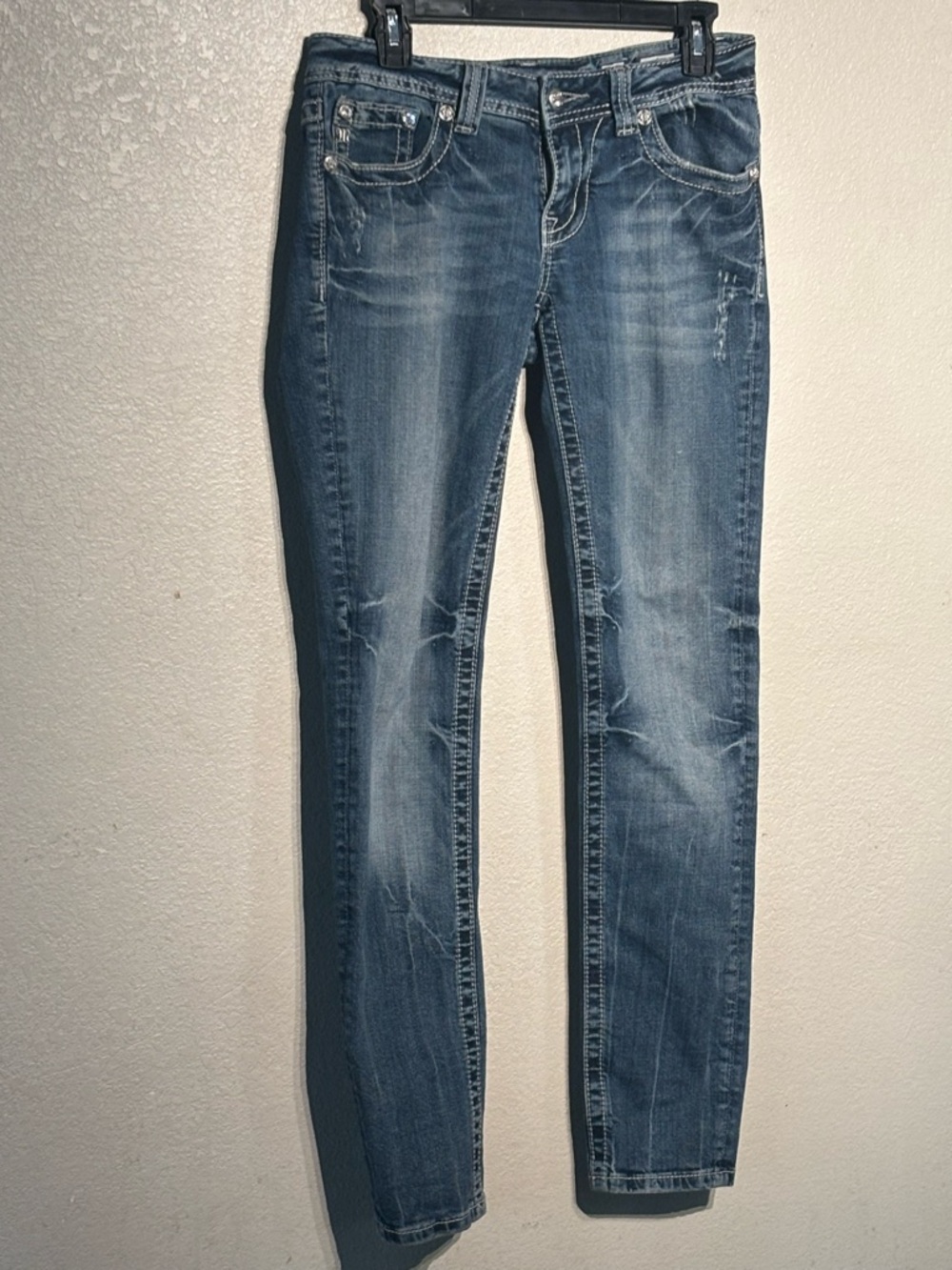 Women’s Miss Me Jeans Size 28 Skinny Inseam 32 Jw5617S Rhinestone Embellished - Picture 3 of 9